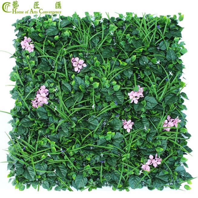 Green Grass Backdrop With Pink Flowers